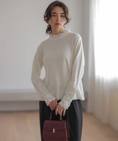 組曲 【WEB限定】レースフリルスタンド ニット