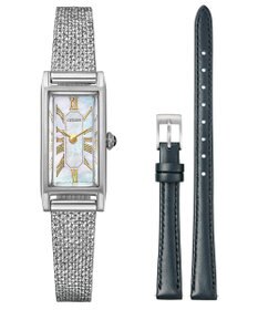 CITIZEN 【替えバンド付き2way 限定モデル】電池交換不要のスリムなスクエアモデル EG7040-74D