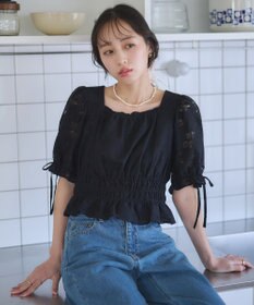 earth music&ecology 透かし花柄ブラウス