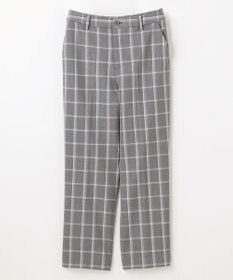 ANY 【洗濯機可/ストレッチ/ウエストゴム/裏起毛】マルチファンクションストレッチチェックテーパードパンツ