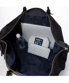 UNBILLION ペルケ perche / ナイロン×牛革かぶせジェムストーン2wayボストンバッグ