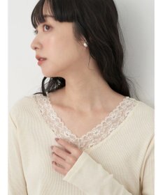 earth music&ecology レースＶネックテレコインナー