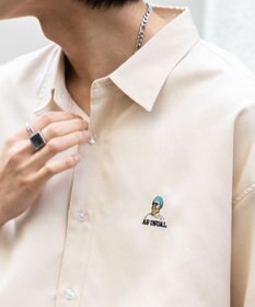 WEGO 【シワになりにくい】イージーケアオックスフォードワンポイントシャツ（S）