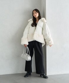 earth music&ecology フードファー中綿ショートコート