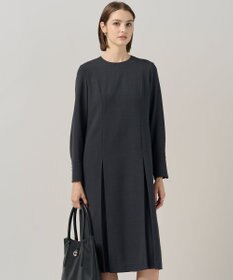 ICB L 【UVカット・洗える】ウール2WAYストレッチ 長袖ワンピース チャコール