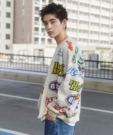 WEGO リラックスフィットパターンカーディガン