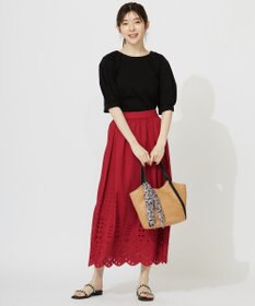 ANY SIS L 【洗える】カットワークエンブロイダリー スカート