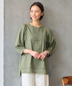 自由区 【洗える・XSサイズあり】ジオメトリックエンブロイダリー ブラウス