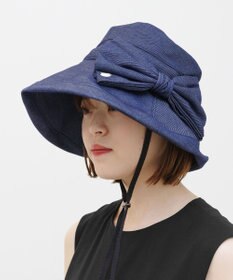 TOCCA 【UV99.9%以上カット・吸水速乾・抗菌防臭・洗える・サイズ調整可】BIG RIBBON WIDE DENIM HAT 帽子