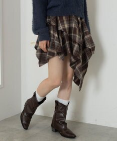 WEGO アシンメトリーチェックミニスカパン