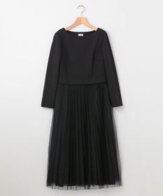 組曲 L 【WEB限定・KUMIKYOKU NAVY】ジャージーコンビ ギャザーチュール ワンピース