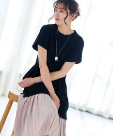 Tiaclasse 【洗える】裏毛プリーツコンビワンピース