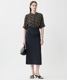 ICB L 【人気のため新色追加・接触冷感・UVケア・速乾・洗える】BackSatinAmunzen 5分袖バンドカラーブラウス