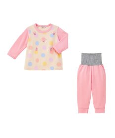 MIKI HOUSE HOT BISCUITS 【80-120cm】 ドット柄 ミニ裏毛パイル素材 腹巻き付き長袖パジャマ