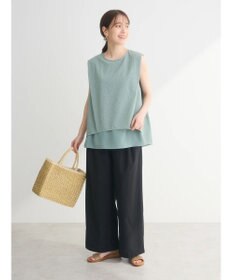 Green Parks 異素材レイヤードノースリーブブラウス