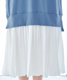 Tiaclasse 【洗える】裏毛プリーツコンビワンピース