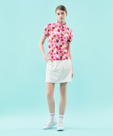 23区GOLF 【WOMEN】【UVカット】草花柄プリントポロシャツ