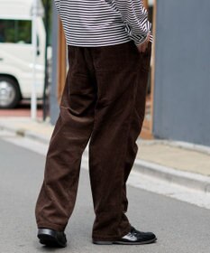 WEGO 【ユニセックス着用ITEM/ウエストゴム/SMLサイズ展開】コーデュロイイージーストレートパンツ