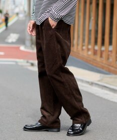 WEGO 【ユニセックス着用ITEM/ウエストゴム/SMLサイズ展開】コーデュロイイージーストレートパンツ