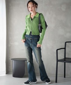 WEGO ハイウエストストレッチフレアデニムパンツ