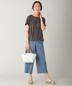 J.PRESS LADIES 【シワになりにくい】コットンフィッティーシャーク ワイドパンツ