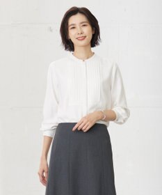 J.PRESS LADIES 【洗える】ヌーディスバックサテン バンドカラー ブラウス