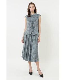 DAKS サテンプリントプリーツスカート