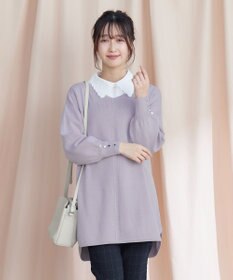 Tiaclasse L 【洗える】襟刺繍ピンタックブラウス