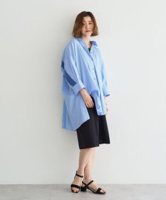 YECCA VECCA リブMIXストライプオーバーシャツ