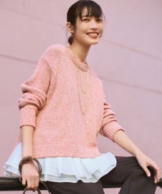 23区 コットンコードミックス クロップド ニット アプリコットミックス