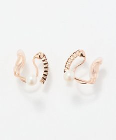 Phoebe 【痛くないシリーズ】ラインストーンパールフロートライトフィットイヤリング　シャンパンゴールド