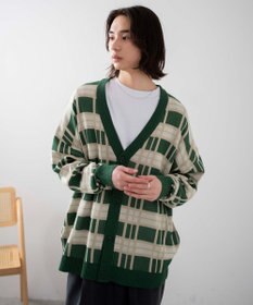 WEGO 【ユニセックス着用ITEM】オーバーフィットドライタッチパターンカーディガン