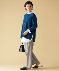 自由区 【洗える】ソフトウールハイゲージポンチョ風 ニット