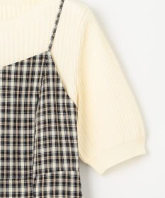 Feroux 【セットアイテム・洗える】パフスリーブニット×キャミソール ワンピース