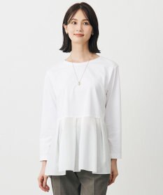 J.PRESS LADIES 【WEB限定カラーあり】レイヤードジャージー フレア カットソー ホワイト系