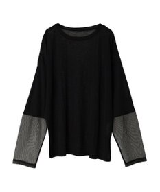 Green Parks 袖チュールドッキングシアープルオーバー