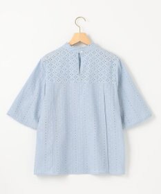 組曲 【WEB限定色あり】エンブロイダリーレース　ハイネック半袖ブラウス
