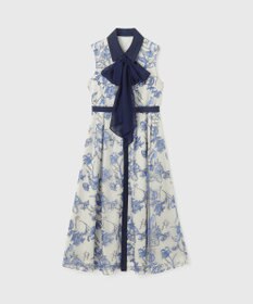 GRACE CONTINENTAL フラワー刺繍ボウタイドレス