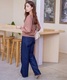 Tiaclasse 【洗える】透かし柄ニットコンビカーディガン