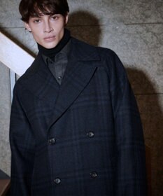 JOSEPH HOMME PLAID MELTON COAT