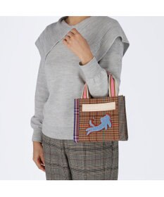 tsumori chisato CARRY フレームチェックキラネコ ハンドバッグ 手提げ ミニバッグ