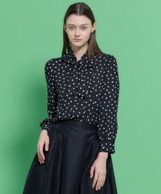 TOCCA PROMISE RIBBON ROSETTE ドット柄ブラウス ブラック系5