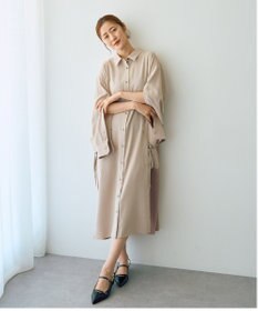 YECCA VECCA カーゴデザイン配色シャツワンピース