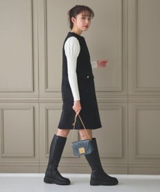 Feroux 【洗える】キーネックミディ ジャンスカ