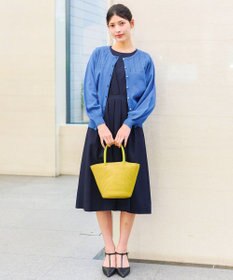 Tiaclasse 【洗える】透かし柄ニットコンビカーディガン