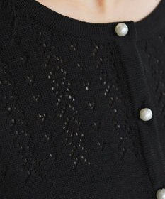 Tiaclasse 【洗える】透かし柄ニットコンビカーディガン
