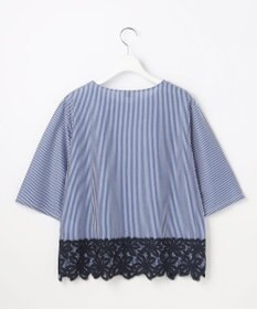J.PRESS LADIES L 【一枚で着映え】ストライプレース クルーネック カットソー