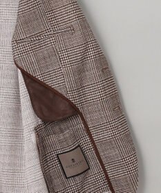 GOTAIRIKU 新柄【吸水速乾/ウォッシャブル】ノルマンディーリネン カーディガンジャケット＿グレンチェック柄