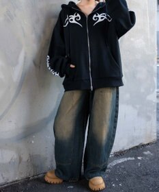 WEGO 【裏起毛/セットアップ対応】グラフィック裏起毛ZIPビッグパーカー