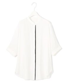 ICB L 【先行予約・WEB限定カラーあり】BackSatinAmunzen 5分袖バンドカラーブラウス